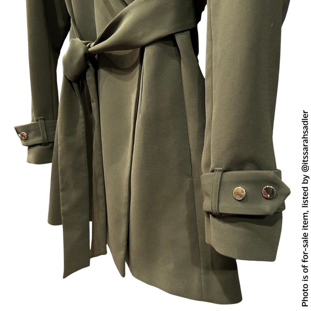 H&M Long Blazer or Dress w/ Tie Belt (Color: Olive, Size: US 2) - Picture 9 of 10